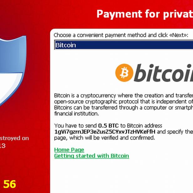 Screenshot der Ransomware Cryptolocker