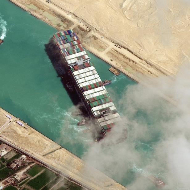 Ever Given container ship is free floating in the Suez Canal 