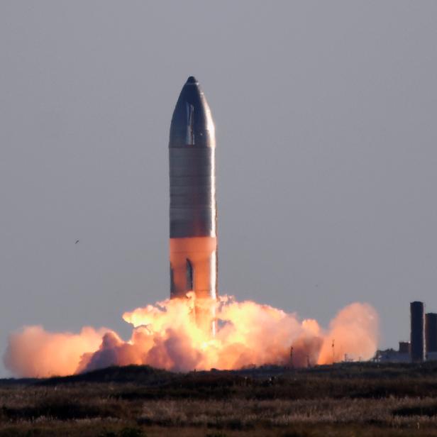 SpaceX launches its first super heavy-lift Starship SN8 rocket during a test from their facility in Boca Chica,Texas