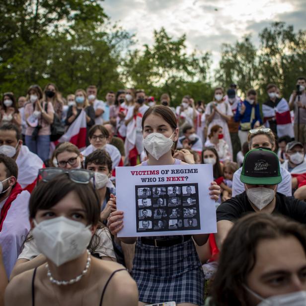 Demonstration in Prague to support oppressed people in Belarus