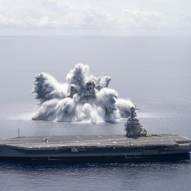 US Navy conducts Full Ship Shock Trial of the USS Gerald R Ford
