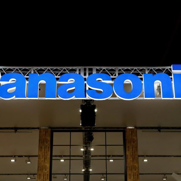 FILE PHOTO: A logo of Panasonic Corp is pictured at the CEATEC JAPAN 2017 in Chiba