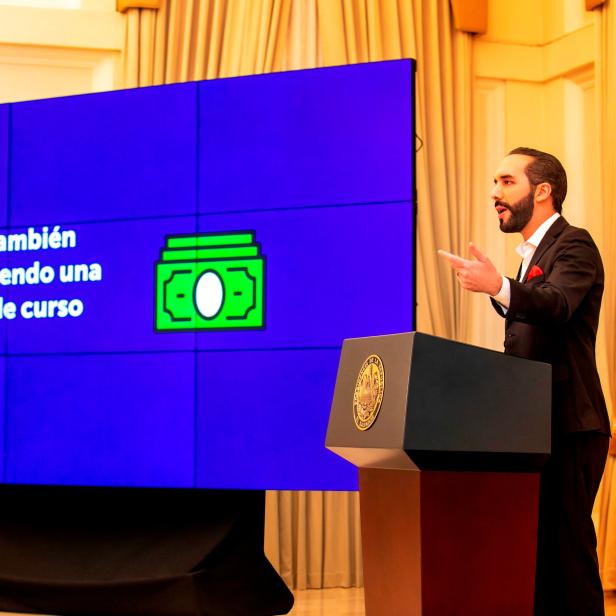 El Salvador's President Nayib Bukele addresses the nation during a live broadcast in San Salvador