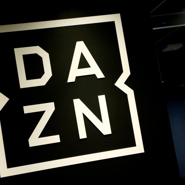 FILE PHOTO: Internet streaming service DAZN's logo is pictured in its office in Tokyo