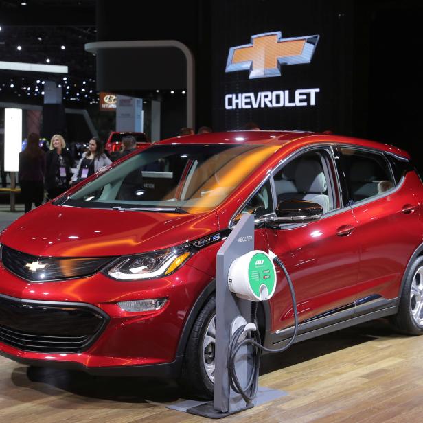 FILE PHOTO: Chevrolet Bolt is displayed at the North American International Auto Show in Detroit, Michigan