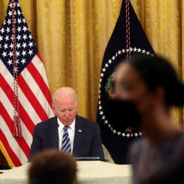 U.S. President Joe Biden has a meeting about cybersecurity at the White House