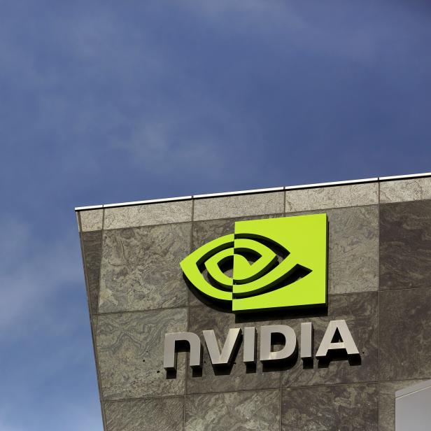 FILE PHOTO: The logo of technology company Nvidia is seen at its headquarters in Santa Clara