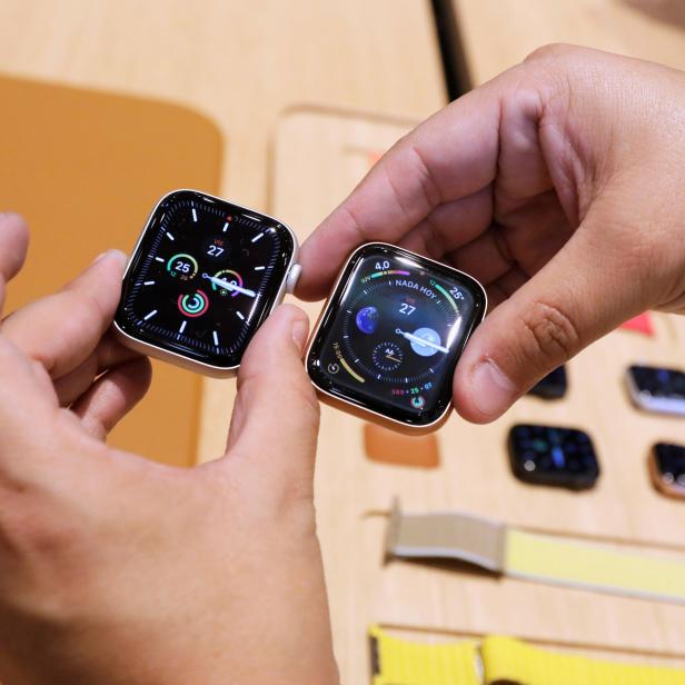 FILE PHOTO: A man shows the new model of Apple Watch during the opening of Mexico's first flagship Apple store at Antara shopping mall in Mexico City