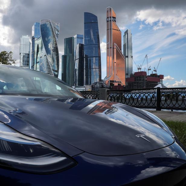 FILE PHOTO: A Tesla Model 3 electric vehicle is shown in Moscow