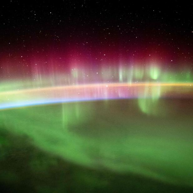 Die Aurora Borealis, aufgenommen von der Internationalen Raumstation aus.