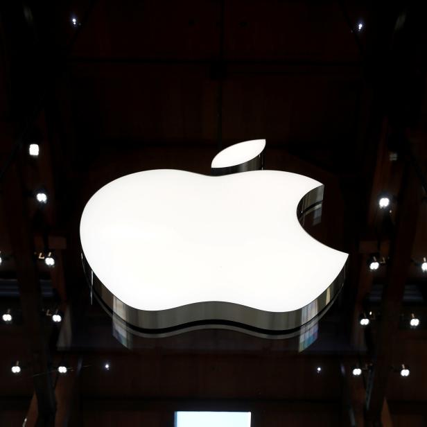 FILE PHOTO: Apple logo at an Apple store in Paris