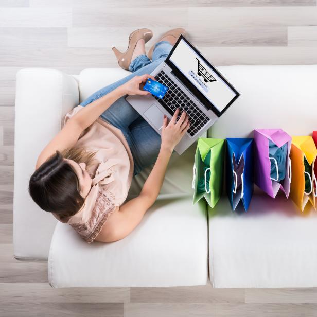 Woman Shopping Online On Laptop