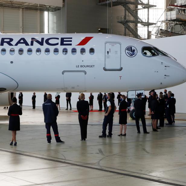 Air France presents its new A220 in Roissy near Paris