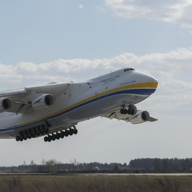 An-225 aircraft takes off from Gostomel airport to China