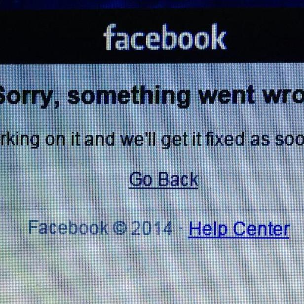 Facebook ist down. Die Fehlermeldung, die Facebook-Nutzern angezeigt wird.