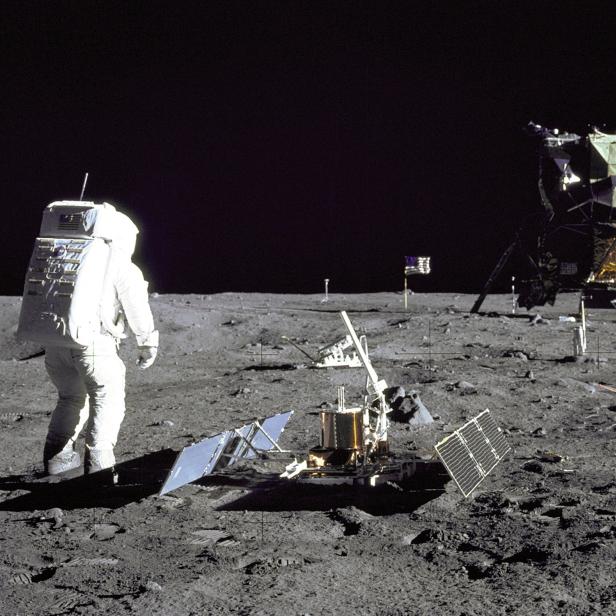 FILE PHOTO: Handout file photo of astronaut and Lunar Module pilot Buzz Aldrin pictured during the Apollo 11 extravehicular activity on the moon