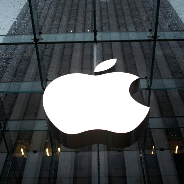 FILE PHOTO: The Apple Inc. logo is seen in the lobby of New York City's flagship Apple store