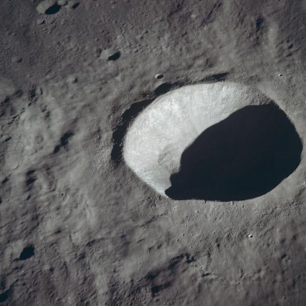 Crater Schmidt is seen on the moon
