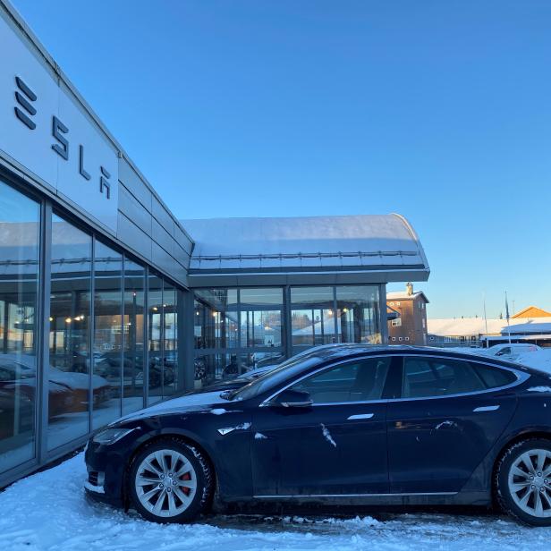 A general view of a Tesla store in Porsgrunn