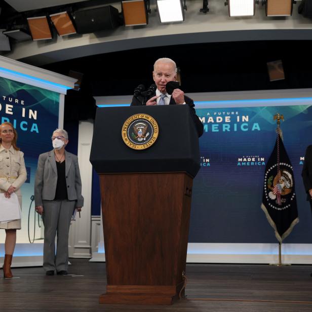 President Biden speaks about manufacturing plans at the White House