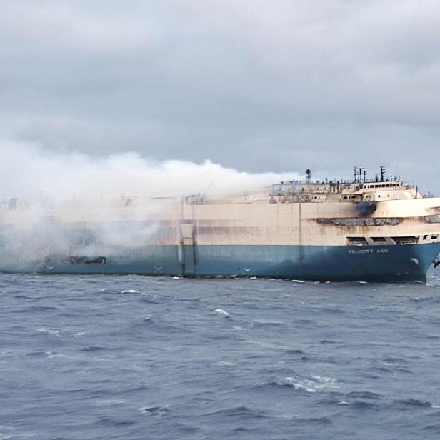 FILE PHOTO: Ship Felicity Ace burns more than 100 km from the Azores island