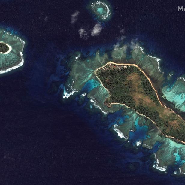 Ein Satellitenbild zeigt die Mango-Inseln vor dem Ausbruch des Vulkans Hunga Tonga-Hunga Ha'apai in Tonga.