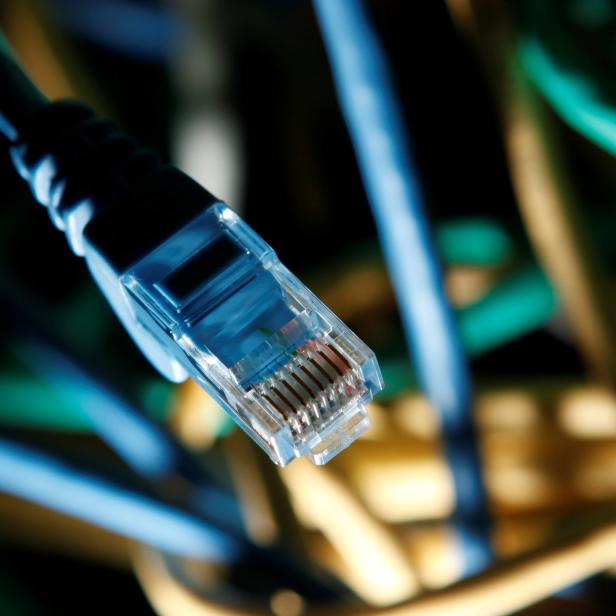FILE PHOTO: An internet cable is seen at a server room in this picture illustration taken in Warsaw