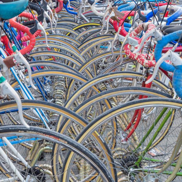 Vintage bicycles nicely parked