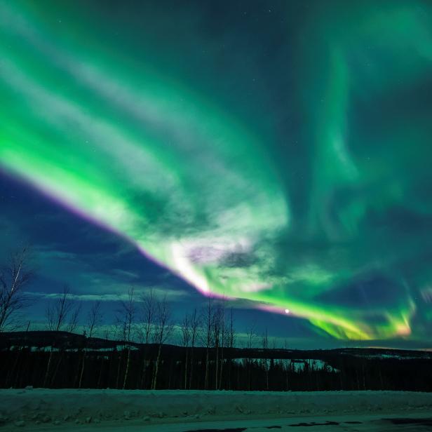 Northern lights, also called Aurora Borealis, is seen in the sky over Overkalix