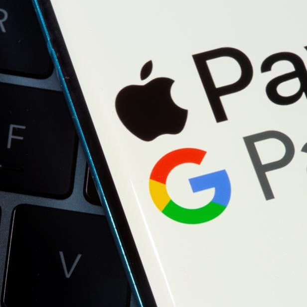 Photo illustration of Apple Pay and Google Pay logos