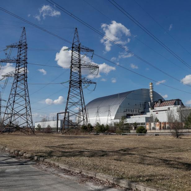 General view of the New Safe Confinement structure over the old sarcophagus covering the damaged fourth reactor at the Chernobyl Nuclear Power Plant, in Chernobyl
