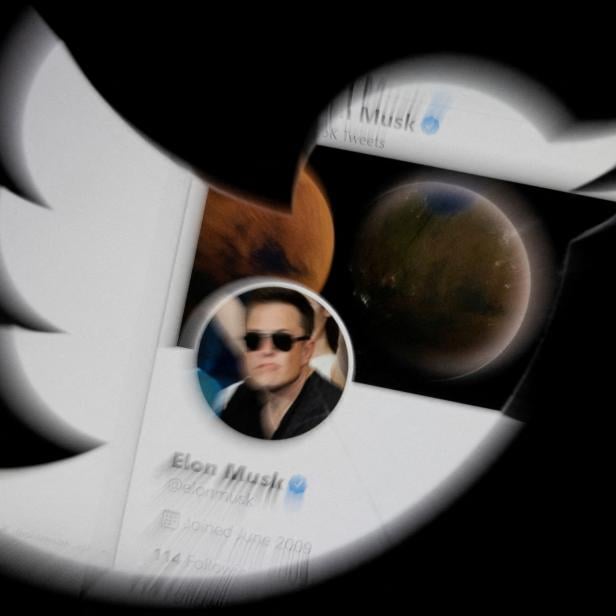 FILE PHOTO: Illustration shows Elon Musk twitter account and Twitter logo