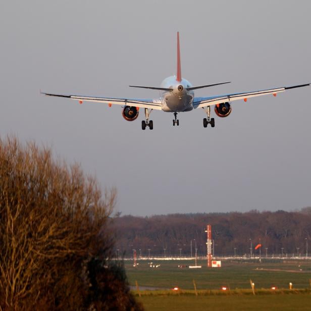 An Easyjet plane comes in to land at Gatwick airport