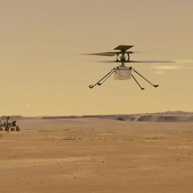 Illustration des Mars-Helikopters Ingenuity