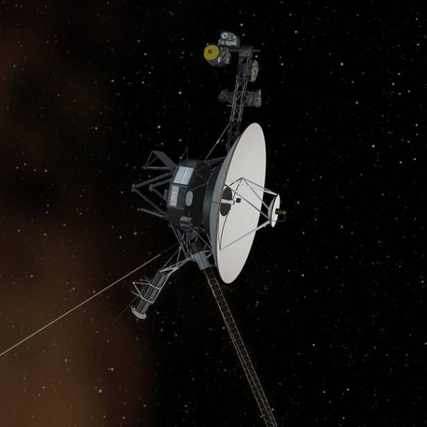 Eine künstlerische Darstellung von Voyager 1 im All.