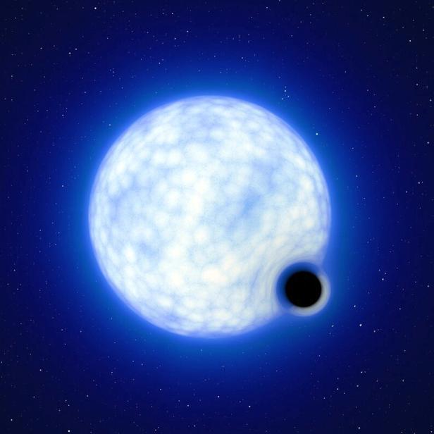 An artists impression showing what the binary star system VFTS 243