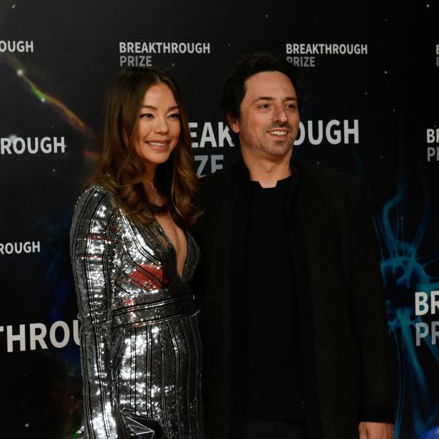 Sergey Brin and Nicole Shanahan attend the eighth annual Breakthrough Prize awards in Mountain View