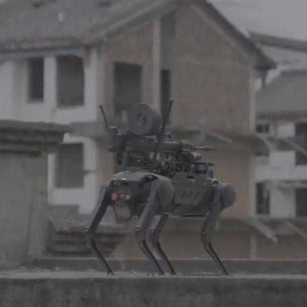 Roboterhund mit Maschinengewehr