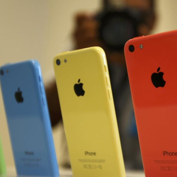 The five colors of the new iPhone 5C are seen after Apple Inc's media event in Cupertino