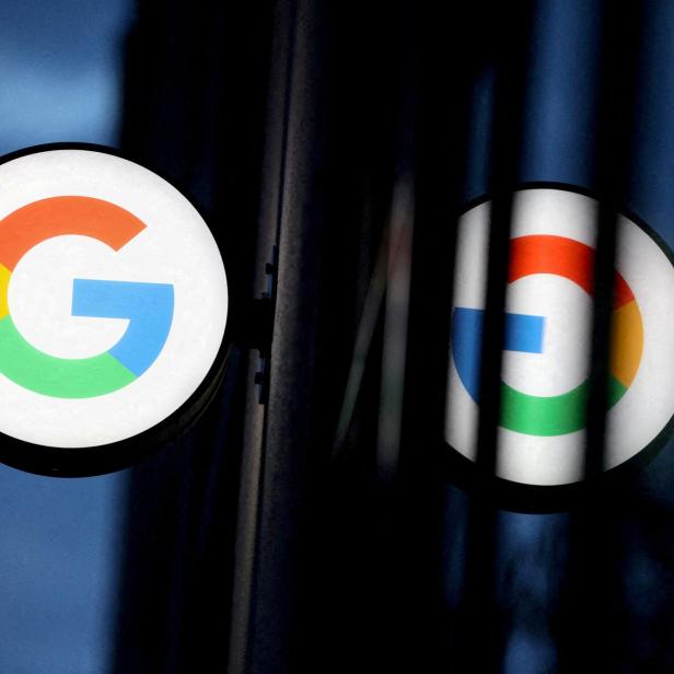 FILE PHOTO: The logo for Google LLC is seen at the Google Store Chelsea in Manhattan, New York City, U.S.