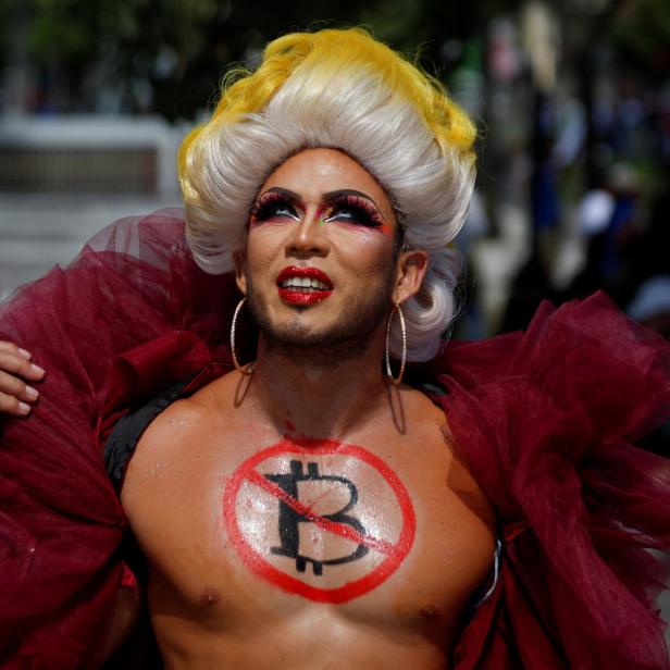 Marvin Pleitez aka Lady Drag participates in protests against Salvadoran government's latest actions