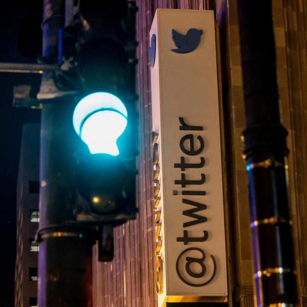 FILE PHOTO: A view of the Twitter logo at its corporate headquarters in San Francisco