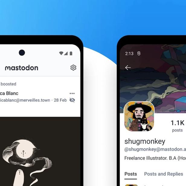 Screenshots der Social-Media-App und Twitter-Alternative Mastodon