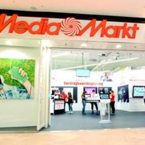 Ein Eingang zu einem Media Markt Mobile Geschäft.