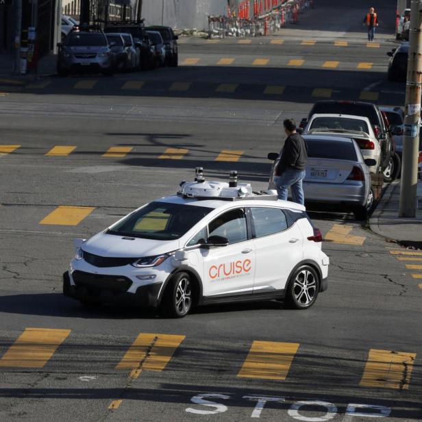 FILE PHOTO: A self-driving GM Bolt EV is seen during a media event where Cruise, GM's autonomous car unit, showed off its self-driving cars in San Francisco