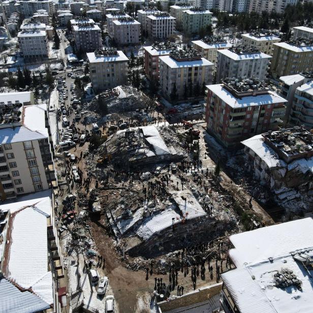 Aerial views of destruction in Turkey following powerful earthquakes