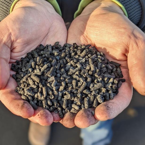 Pflanzenkohle kann aus bis zu 95 Prozent Kohlenstoff bestehen. Die Herstellung läuft im besten Fall energieneutral ab