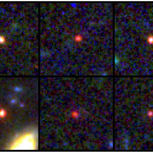 Images of six candidate massive galaxies based on observations by NASA's James Webb Space Telescope