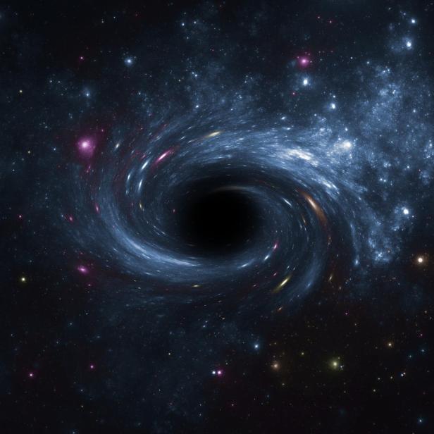 Deep space star field with black hole.