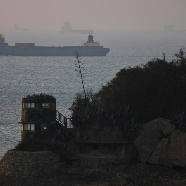 Cargo ship sails past Nangan island